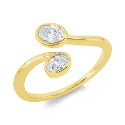 Ring aus 750 Gold Gelbgold 2 Diamanten 0,49ct TW-SI B:11,3mm Zarge