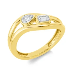 Ring aus 750 Gold Gelbgold 2 Diamanten 0,47ct TW-SI B:8,5mm Zarge