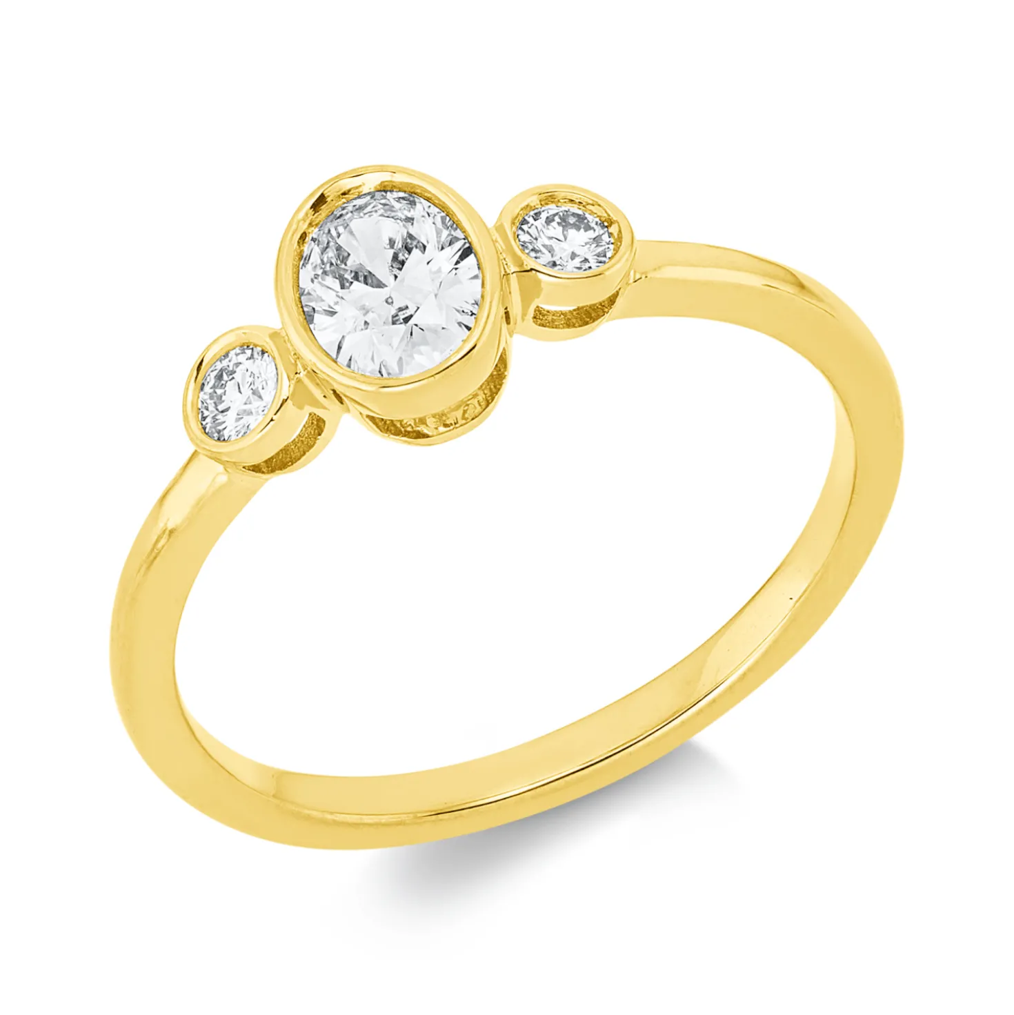 Ring aus 750 Gold Gelbgold 3 Diamanten 0,5ct TW-SI B:6,7mm Zarge
