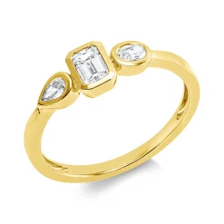 Ring aus 750 Gold Gelbgold 3 Diamanten 0,49ct TW-SI B:5,7mm Zarge