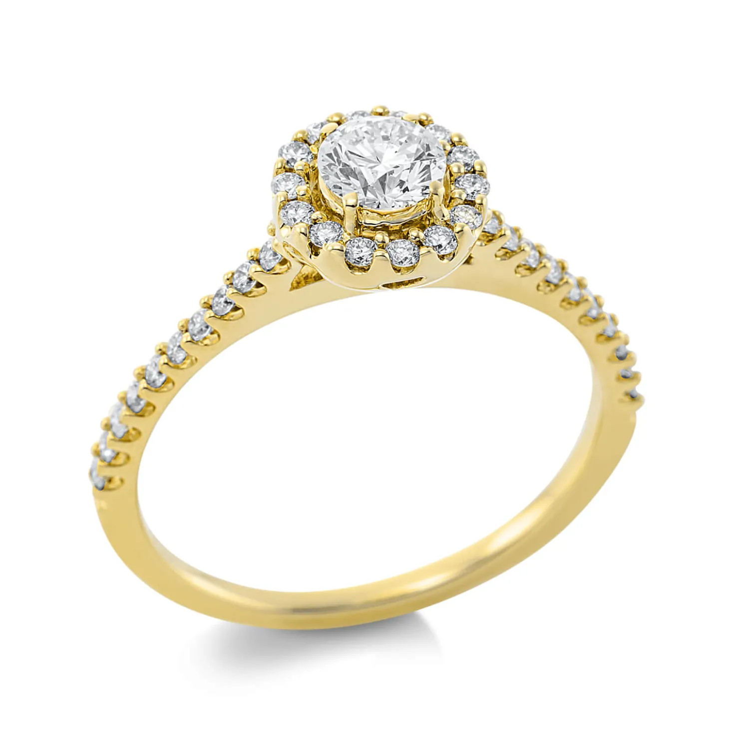 Ring aus 750 Gold Gelbgold 35 Diamanten 0,6ct TW-SI Ø7,5mm