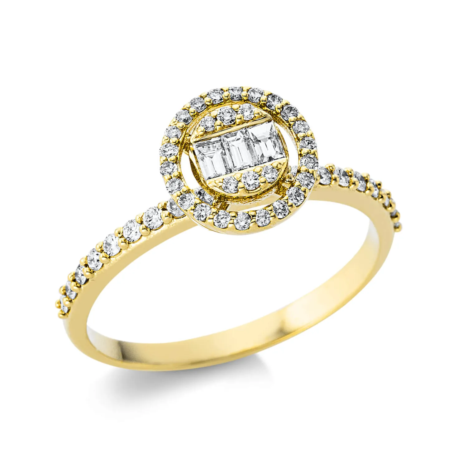 Ring aus 750 Gold Gelbgold 49 Diamanten 0,4ct TW-SI Ø8,7mm