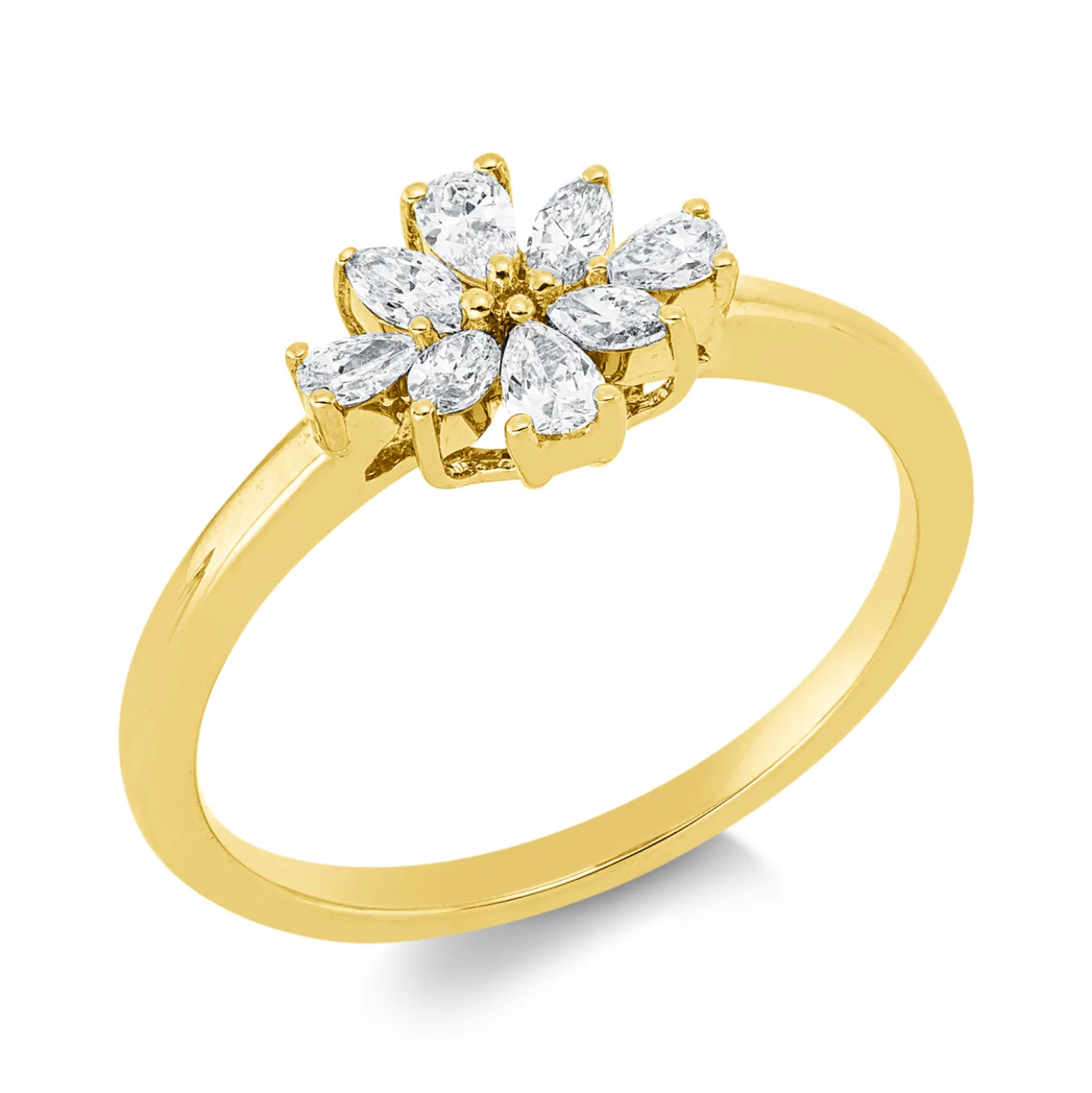 Ring aus 750 Gold Gelbgold 8 Diamanten 0,33ct TW-VSI B:7,5mm