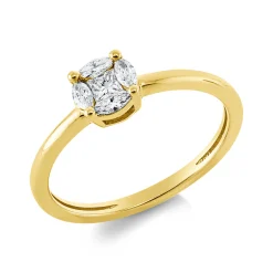 Ring aus 750 Gold Gelbgold 5 Diamanten 0,27ct TW-VSI B:5,7mm