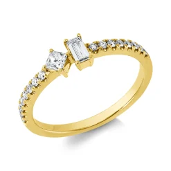 Ring aus 750 Gold Gelbgold 18 Diamanten 0,36ct TW-VSI/SI B:4,5mm