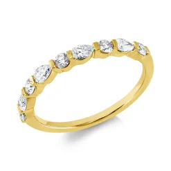 Ring aus 750 Gold Gelbgold 9 Diamanten 0,49ct TW-VSI/SI B:2,3mm