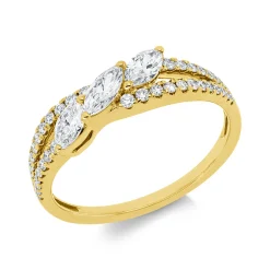 Ring aus 750 Gold Gelbgold 43 Diamanten 0,59ct TW-VSI/SI B:4,7mm