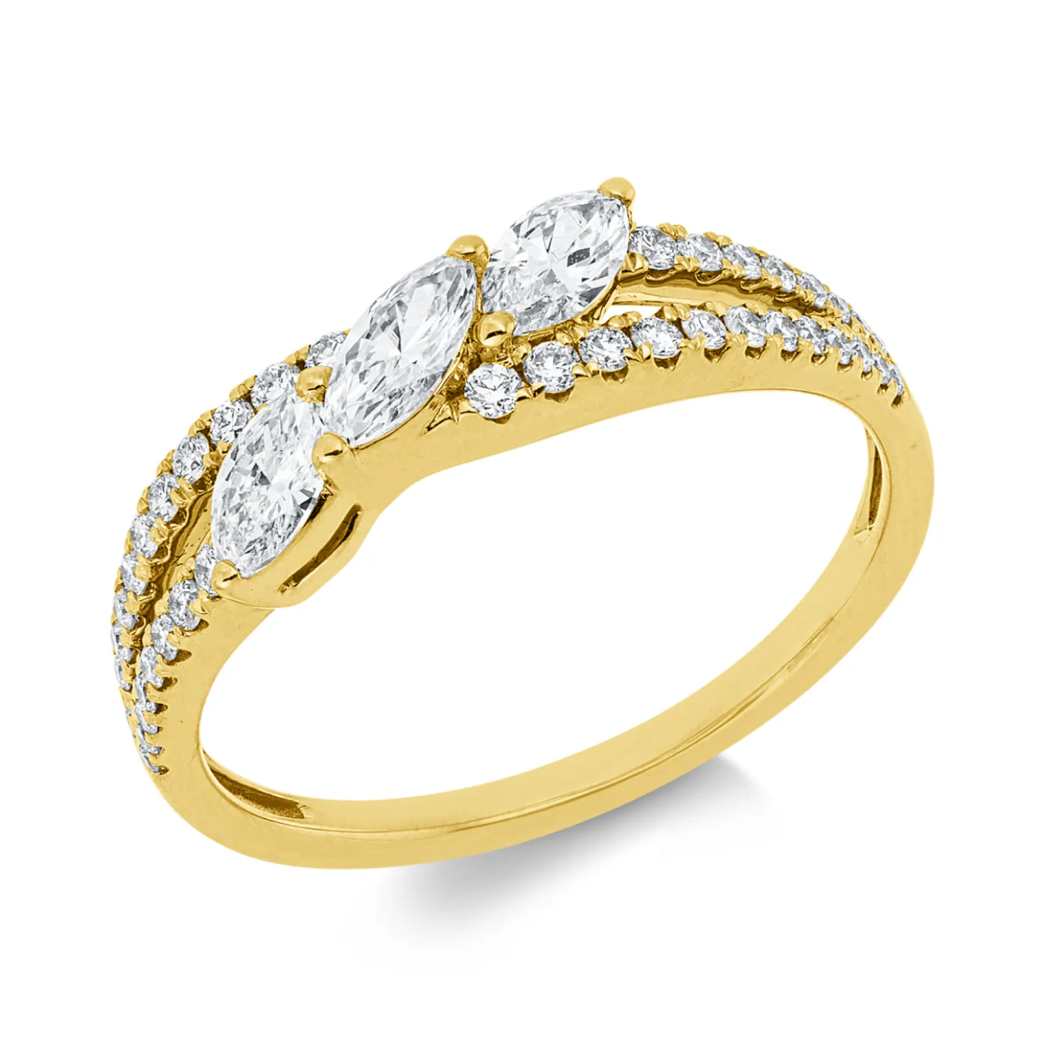 Ring aus 750 Gold Gelbgold 43 Diamanten 0,59ct TW-VSI/SI B:4,7mm