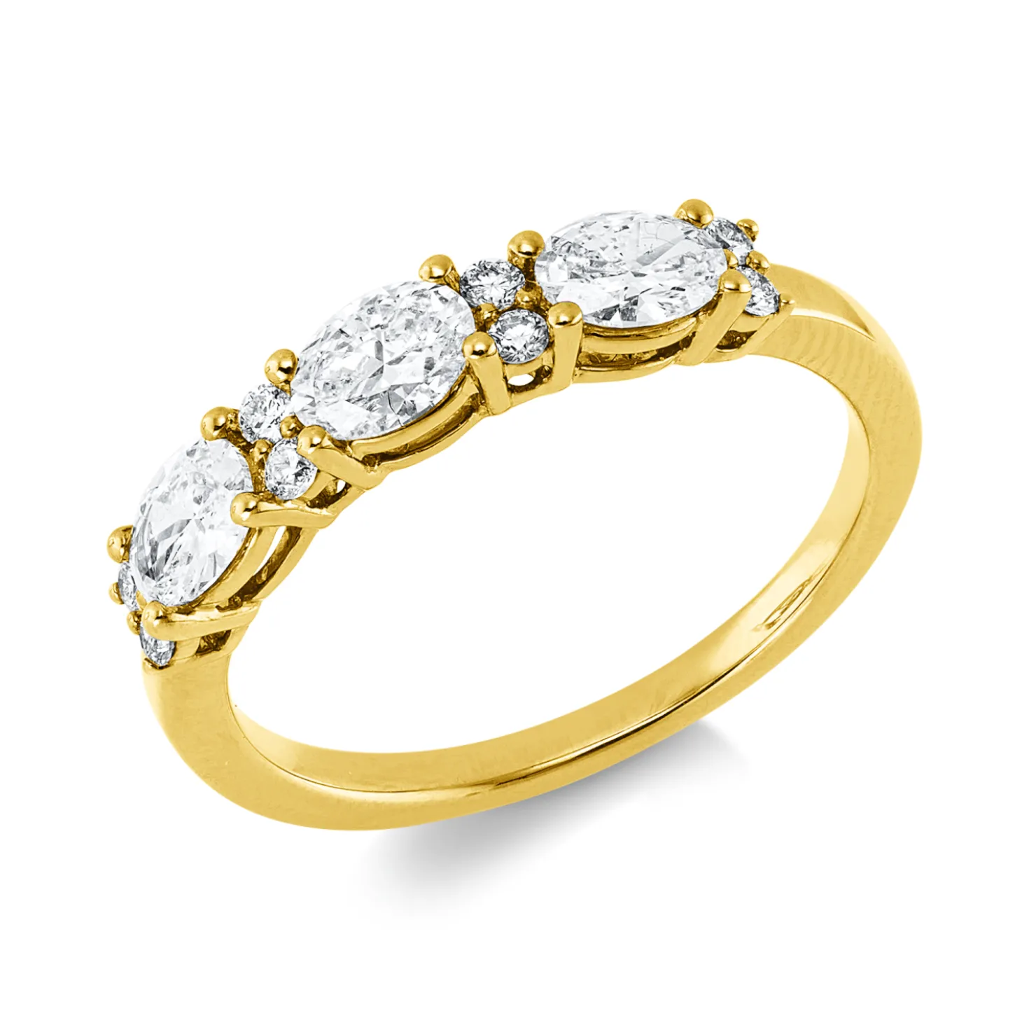 Ring aus 750 Gold Gelbgold 11 Diamanten 0,87ct W-SI B:3,7mm