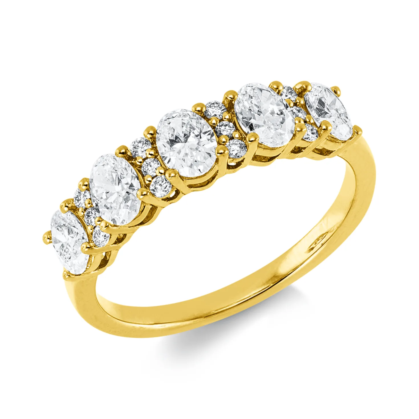Ring aus 750 Gold Gelbgold 17 Diamanten 0,73ct W-SI B:4,5mm