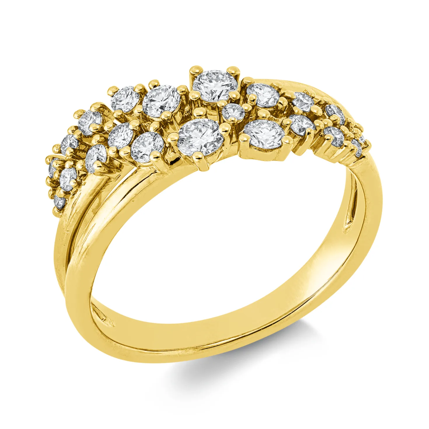 Ring aus 585 Gold Gelbgold 20 Diamanten 0,51ct W-SI/PI B:8,8mm