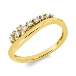 Ring aus 585 Gold Gelbgold 10 Diamanten 0,15ct W-SI/PI B:5,6mm