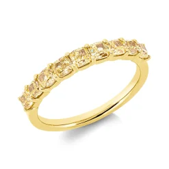 Ring aus 750 Gold Gelbgold 9 Diamanten Kissen-Schliff 1,19ct gelb B:3,1mm