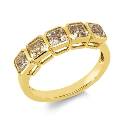 Ring aus 750 Gold Gelbgold 5 Diamanten Kissen-Schliff 2,07ct gelb B:4,6mm Zarge
