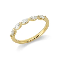 Ring aus 750 Gold Gelbgold 5 Diamanten Navette-Schliff 0,4ct TW-SI B:2,4mm