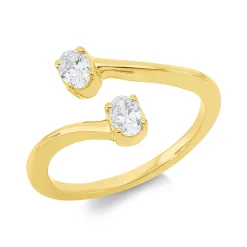 Ring aus 750 Gold Gelbgold 2 Diamanten Oval-Schliff 0,38ct TW-SI B:11,2mm