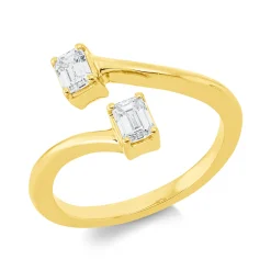 Ring aus 750 Gold Gelbgold 2 Diamanten Smaragd-Schliff 0,54ct TW-SI B:12mm
