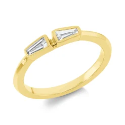 Ring aus 750 Gold Gelbgold 2 Diamanten Trapez-Schliff 0,22ct TW-SI B:3,3mm Zarge