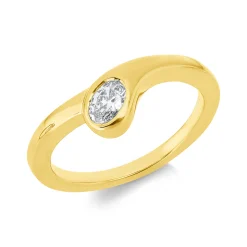 Ring aus 750 Gold Gelbgold Diamant Oval-Schliff 0,25ct TW-SI B:6,8mm Zarge