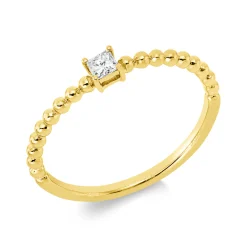 Ring aus 750 Gold Gelbgold Diamant Prinzess-Schliff 0,09ct TW-SI B:3,2mm