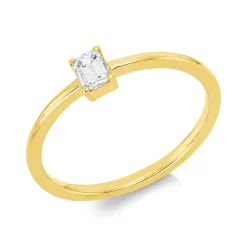 Ring aus 750 Gold Gelbgold Diamant Smaragd-Schliff 0,2ct TW-SI B:4,4mm 4er-Krappe