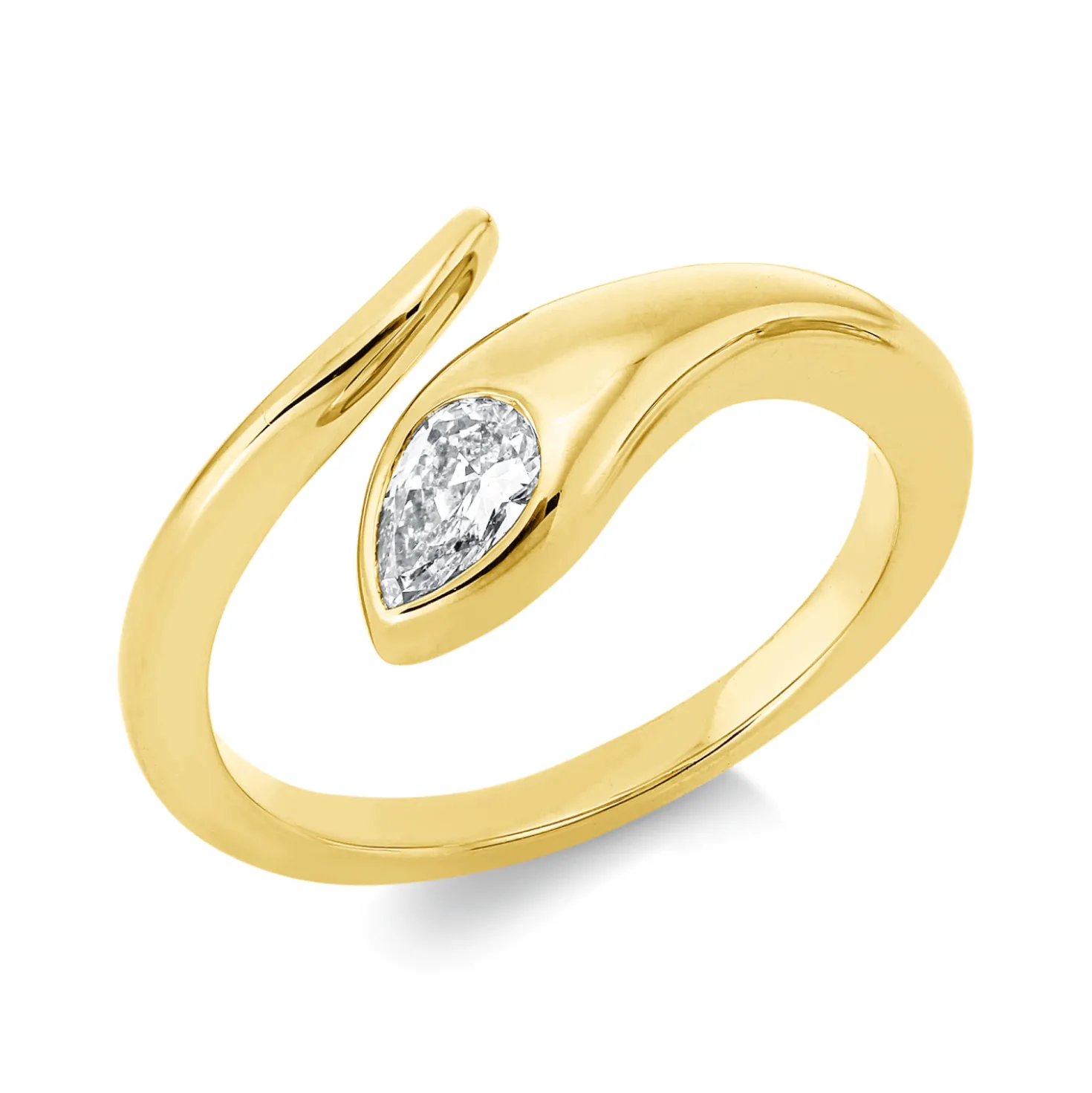 Ring aus 750 Gold Gelbgold Diamant Tropfen-Schliff 0,31ct TW-SI B:9,5mm