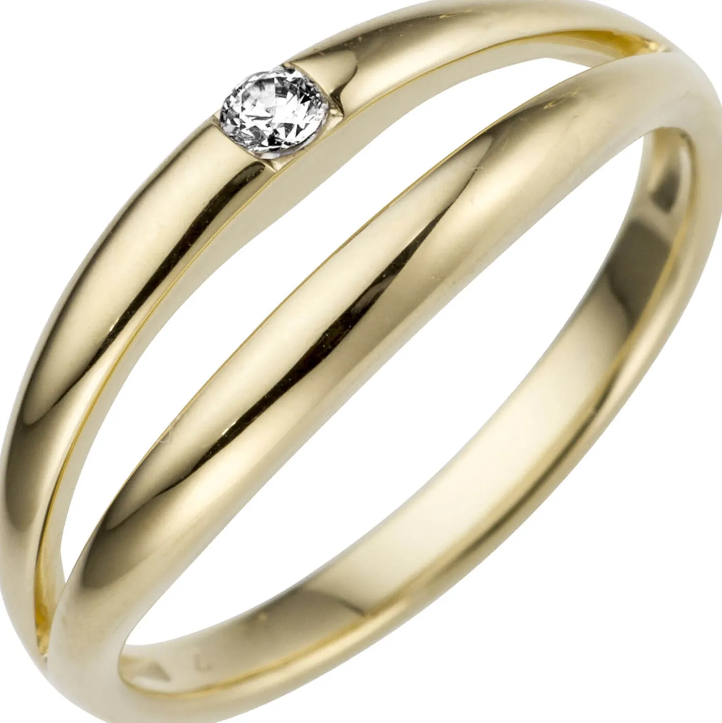 Ring aus 585 Gold Gelbgold mit Diamant Brillant 0,07ct Fingerring Damen