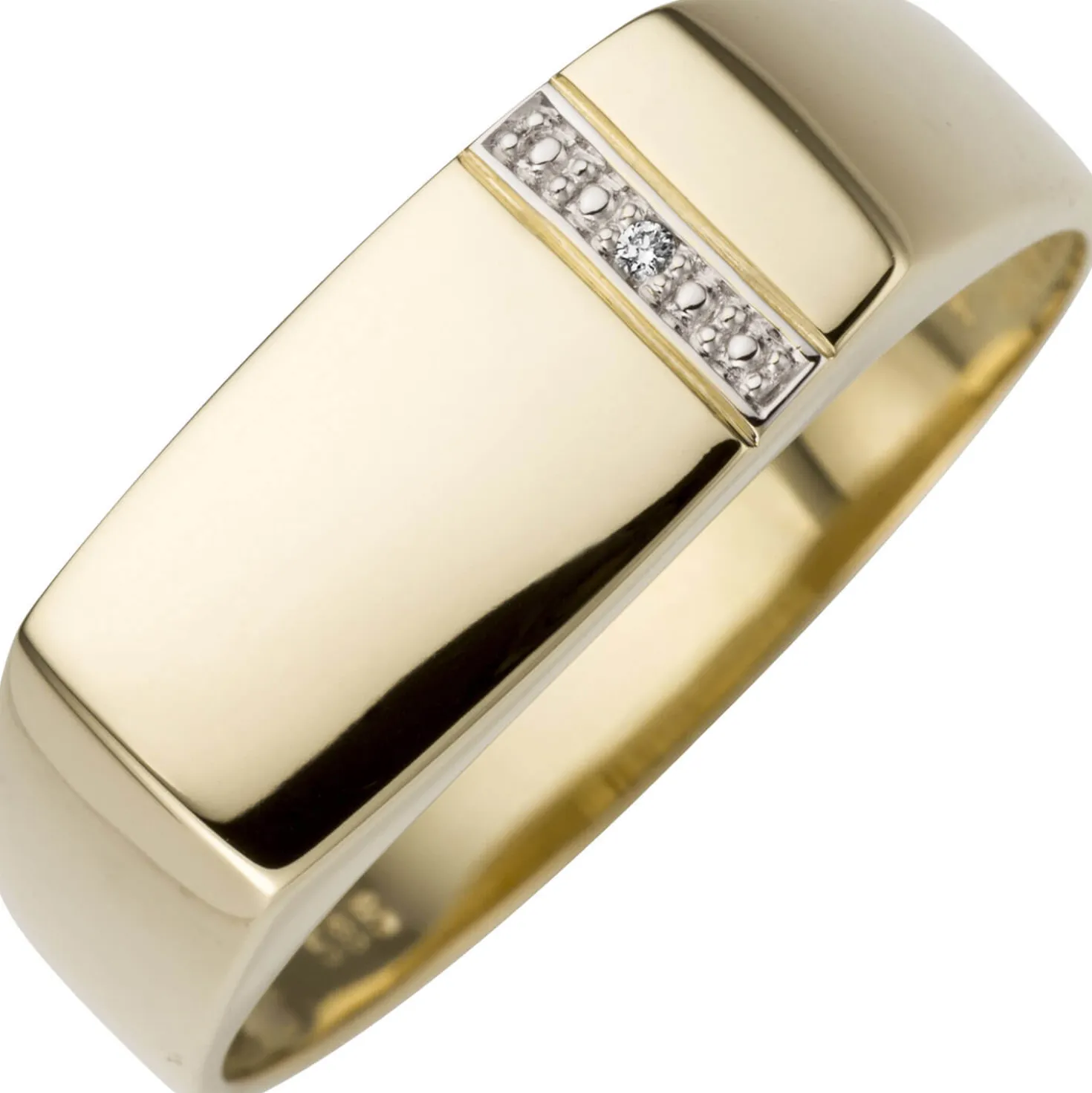 Ring aus 585 Gold Gelbgold mit Diamant 0.005Ct Brillant flach glänzend schlicht
