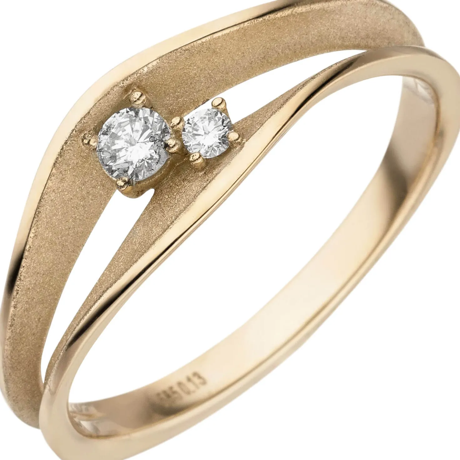 Ring aus 585 Gold Gelbgold mit 2 Diamanten Brillanten 0,13 Ct