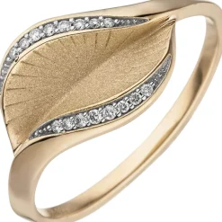 Ring aus 585 Gold Gelbgold mit 16 Diamanten Brillanten 0,05 Ct