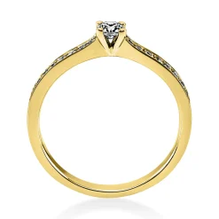 Ring aus 750 Gold Gelbgold mit 17 Diamanten Brillanten 0,29 Ct. 4er-Krappe