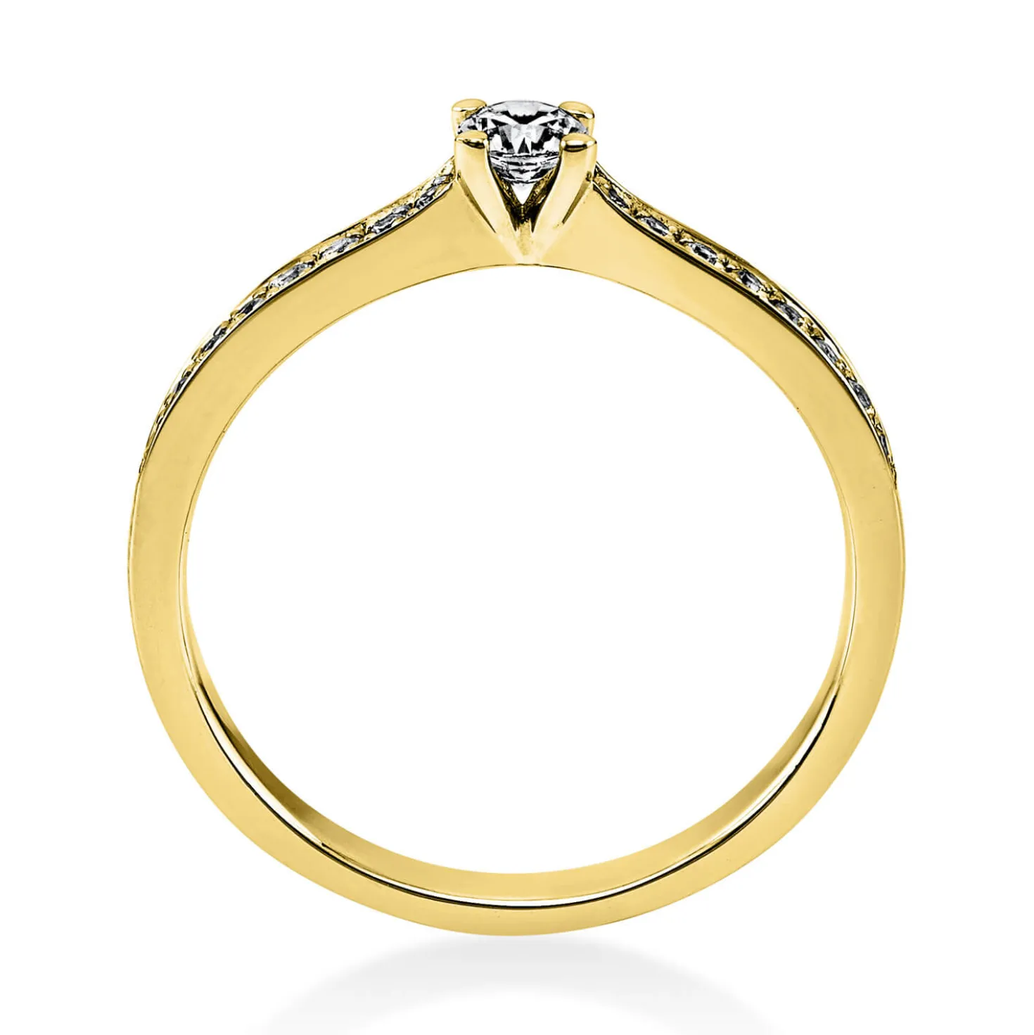 Ring aus 750 Gold Gelbgold mit 17 Diamanten Brillanten 0,29 Ct. 4er-Krappe