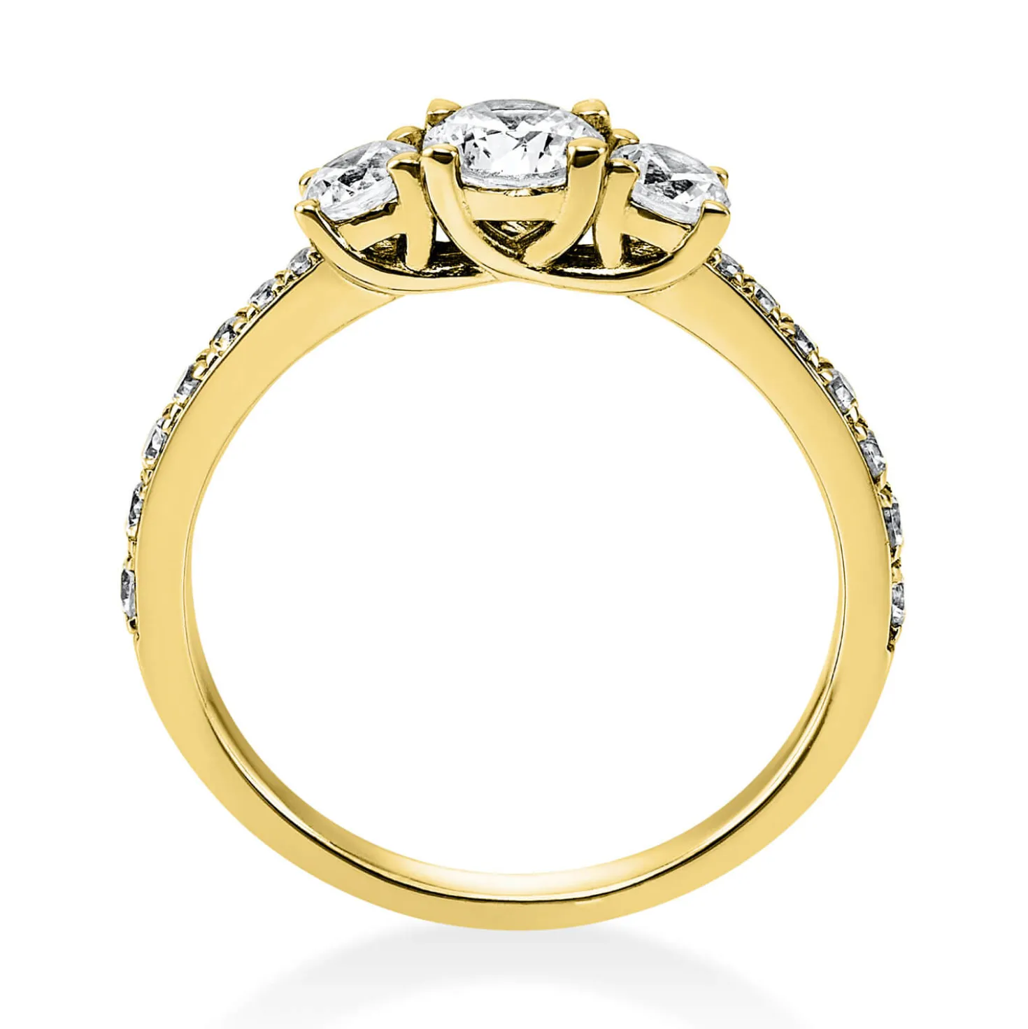Ring aus 585 Gold Gelbgold mit 17 Diamanten Brillanten 0,94 Ct. 4er-Krappe