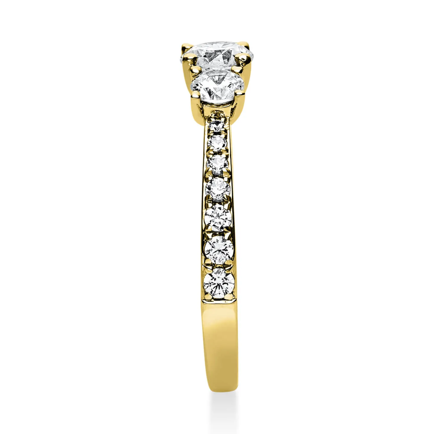 Ring aus 585 Gold Gelbgold mit 17 Diamanten Brillanten 0,94 Ct. 4er-Krappe