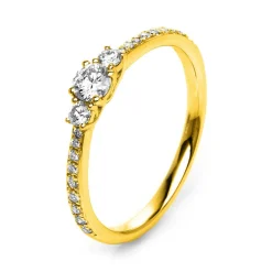 Ring aus 585 Gold Gelbgold mit 21 Diamanten Brillanten 0,37 Ct. 4er-Krappe