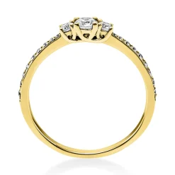 Ring aus 585 Gold Gelbgold mit 21 Diamanten Brillanten 0,37 Ct. 4er-Krappe