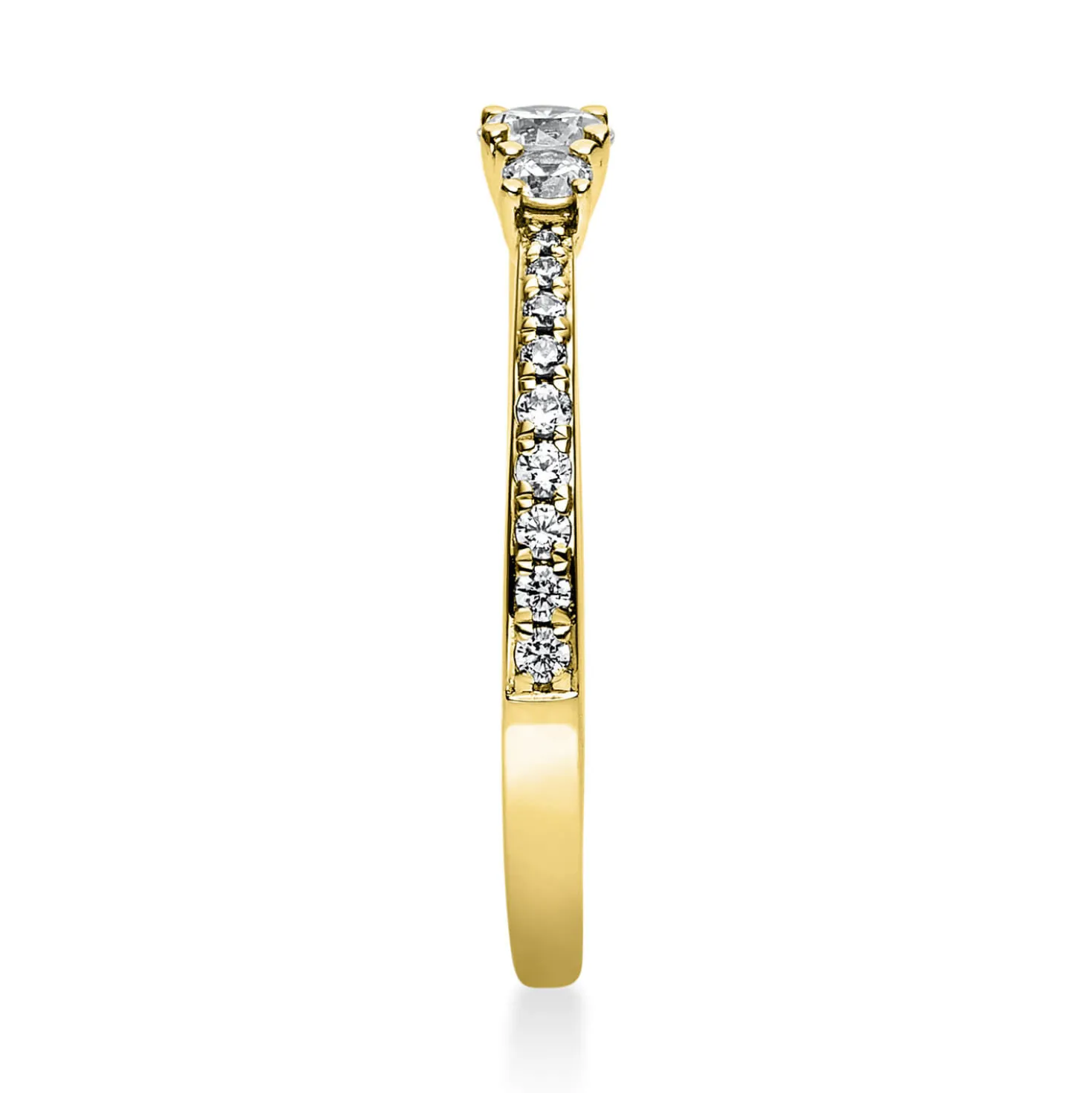 Ring aus 585 Gold Gelbgold mit 21 Diamanten Brillanten 0,37 Ct. 4er-Krappe