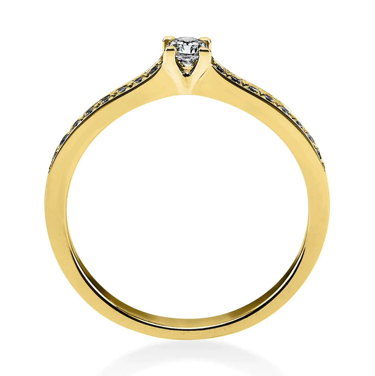 Ring aus 750 Gold Gelbgold mit 17 Diamanten Brillanten 0,22 Ct. 4er-Krappe