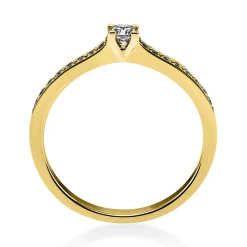 Ring aus 585 Gold Gelbgold mit 17 Diamanten Brillanten 0,22 Ct. 4er-Krappe