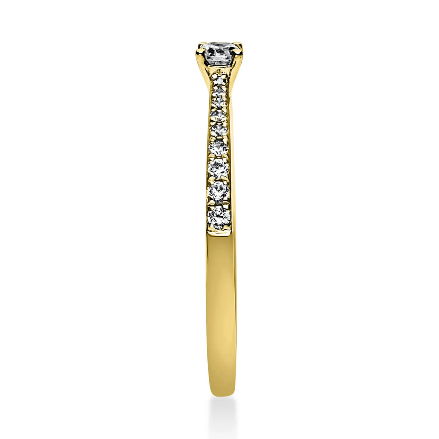 Ring aus 750 Gold Gelbgold mit 19 Diamanten Brillanten 0,22 Ct. 4er-Krappe