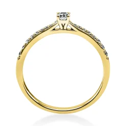 Ring aus 585 Gold Gelbgold mit 19 Diamanten Brillanten 0,22 Ct. 4er-Krappe