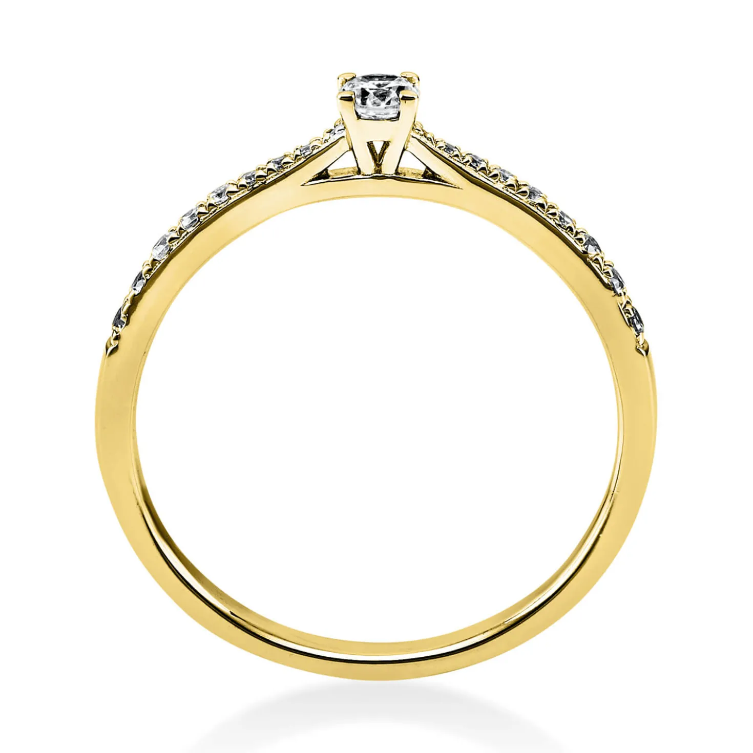 Ring aus 585 Gold Gelbgold mit 19 Diamanten Brillanten 0,22 Ct. 4er-Krappe