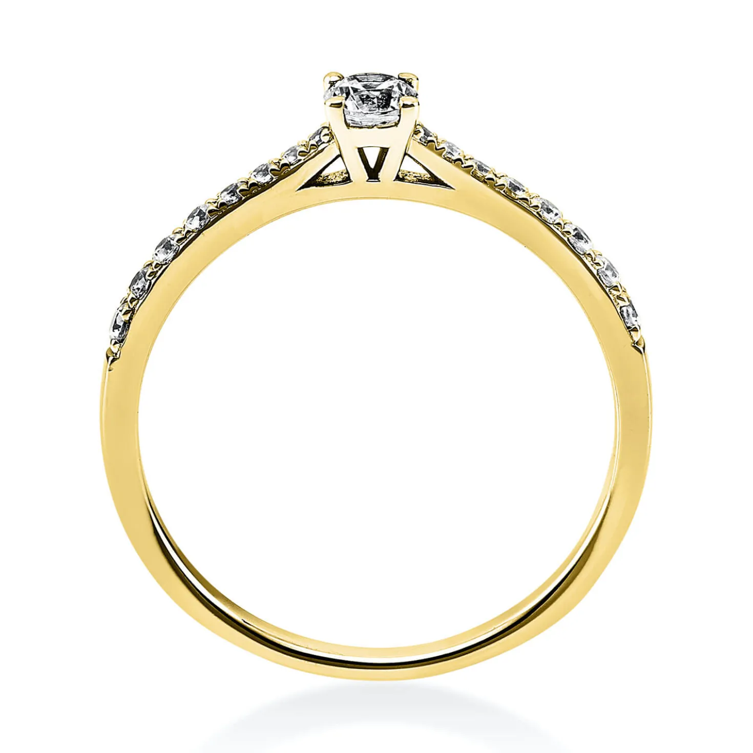 Ring aus 585 Gold Gelbgold mit 17 Diamanten Brillanten 0,30 Ct. 4er-Krappe