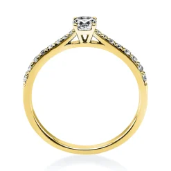 Ring aus 750 Gold Gelbgold mit 17 Diamanten Brillanten 0,37 Ct. 4er-Krappe