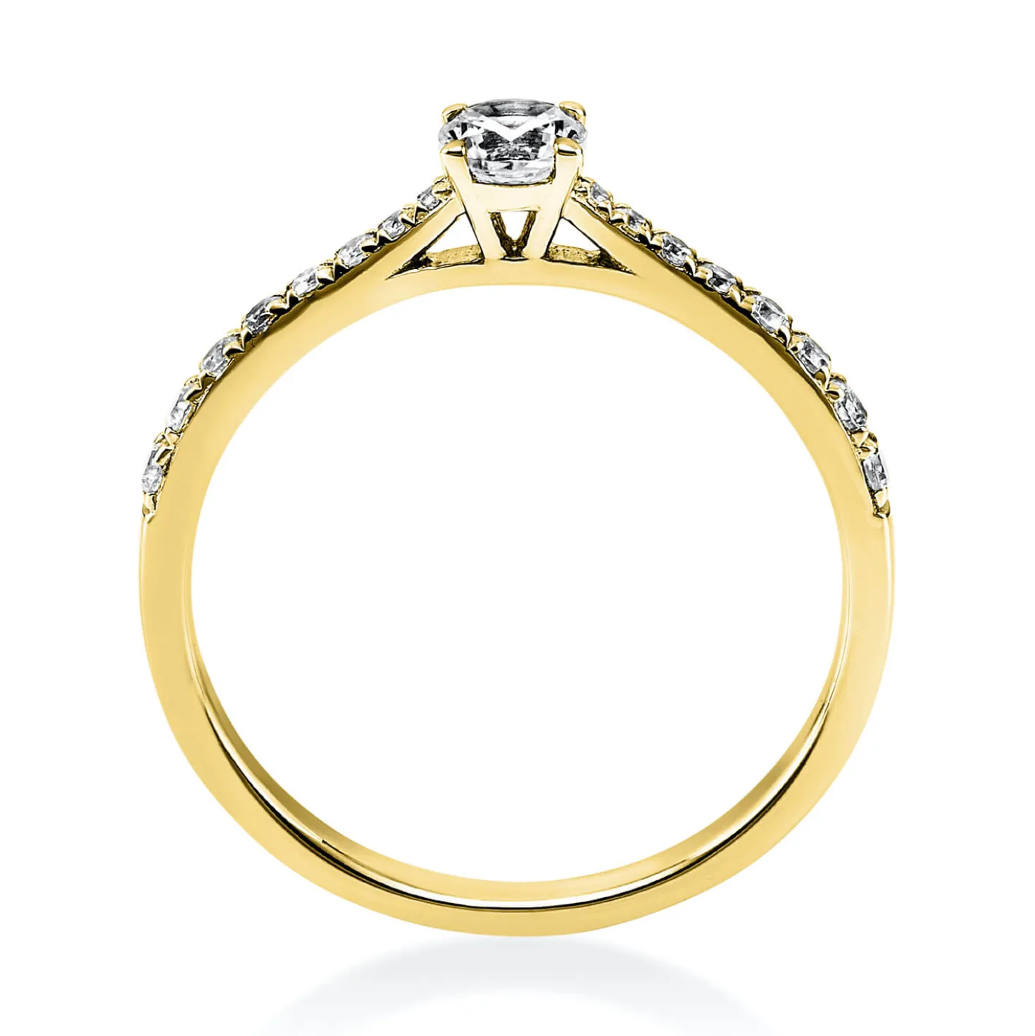 Ring aus 585 Gold Gelbgold mit 17 Diamanten Brillanten 0,37 Ct. 4er-Krappe