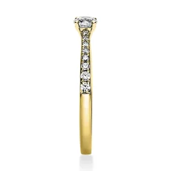 Ring aus 585 Gold Gelbgold mit 17 Diamanten Brillanten 0,37 Ct. 4er-Krappe
