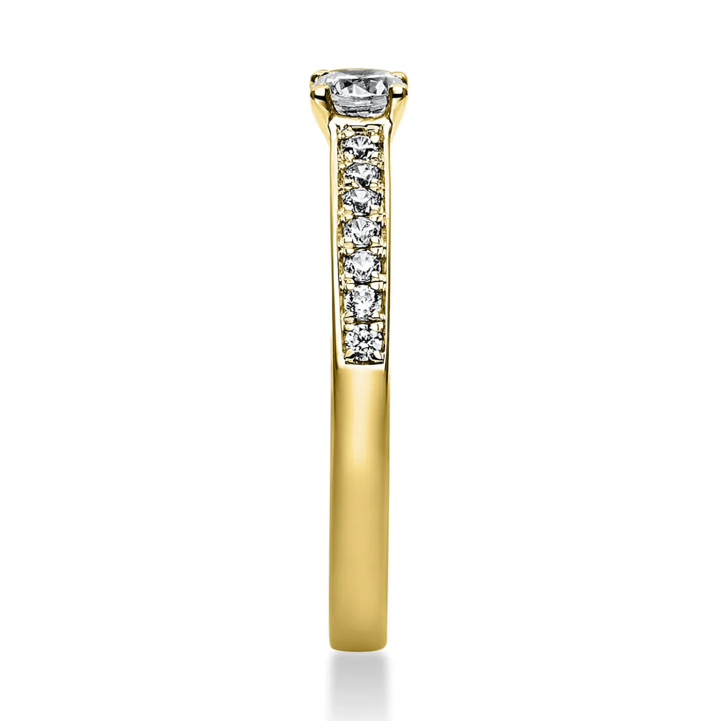 Ring aus 750 Gold Gelbgold mit 17 Diamanten Brillanten 0,35 Ct. 4er-Krappe
