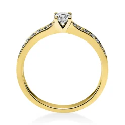 Ring aus 585 Gold Gelbgold mit 17 Diamanten Brillanten 0,35 Ct. 4er-Krappe