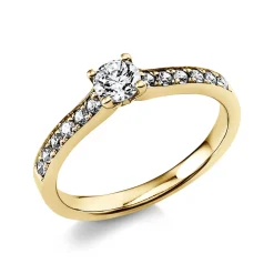 Ring aus 585 Gold Gelbgold mit 17 Diamanten Brillanten 0,43 Ct. 4er-Krappe