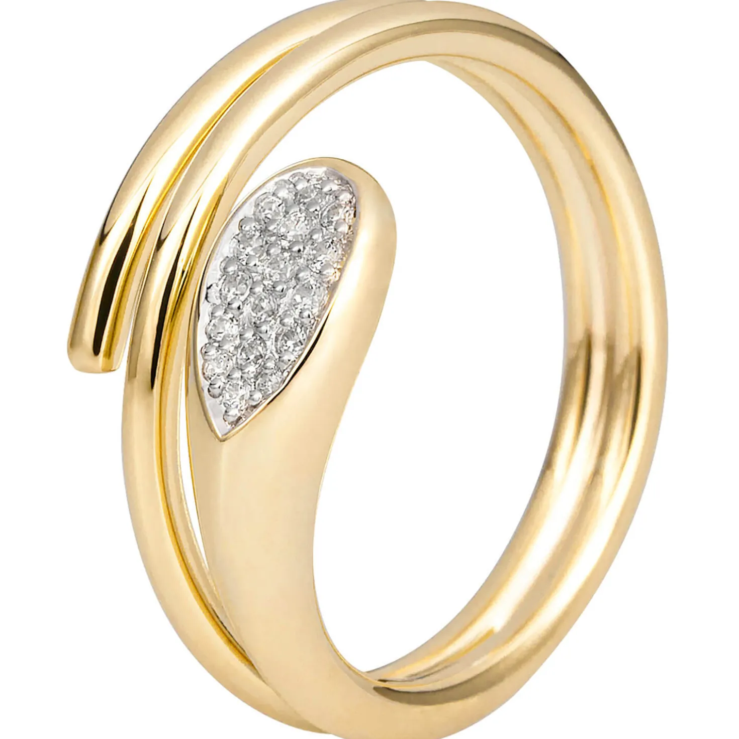 Ring aus 585 Gold Gelbgold mit 16 Diamanten Brillanten 0,094 Ct. W-SI B: 10mm